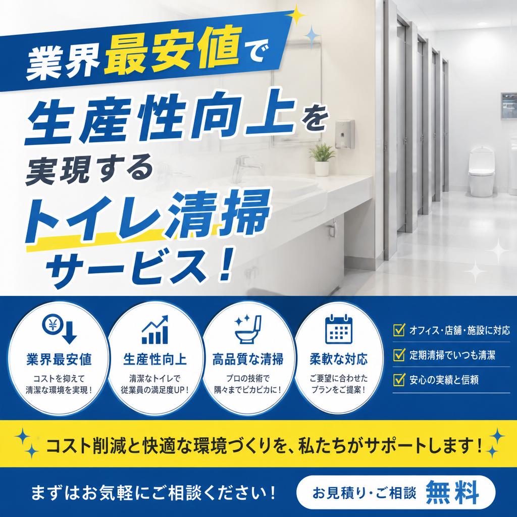 業界最安値で生産性向上を実現するトイレ清掃サービス！